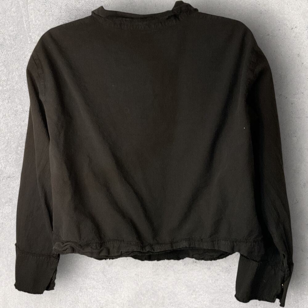 Giocam Black Frayed Utility Jacket Womens Medium Button Front Cropped - Picture 3 of 6